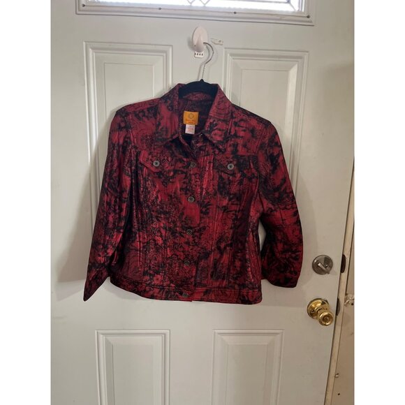 Ruby Rd. red black six button dress jacket size 10P - Picture 1 of 9